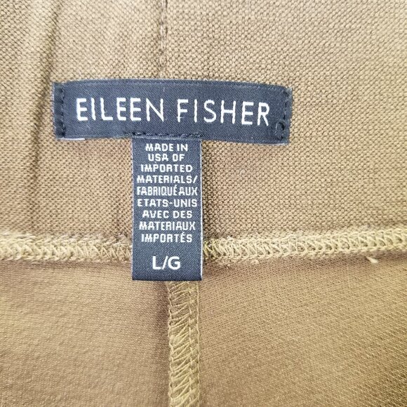 EILEEN FISHER Ponte Knit Pants Women L Pull on Cropped Crepe Stretch Cocoa Brown - Picture 8 of 12